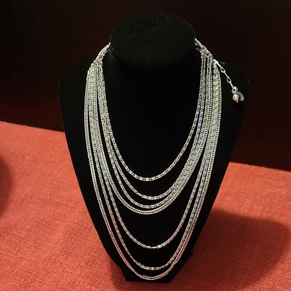 Source Unknown Jewelry - Elegant Silver Multi-Layer Necklace